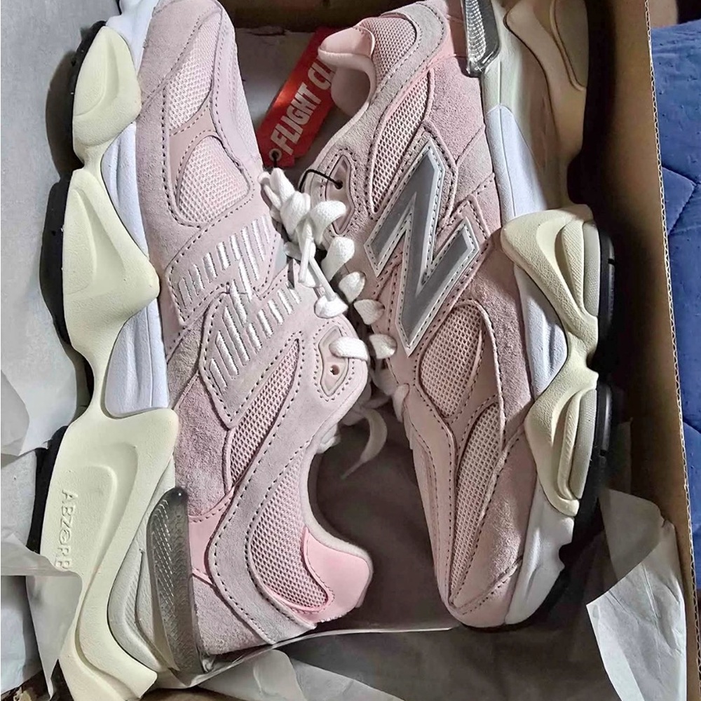 New Balance Women's Light Pink and Cream Sneakers